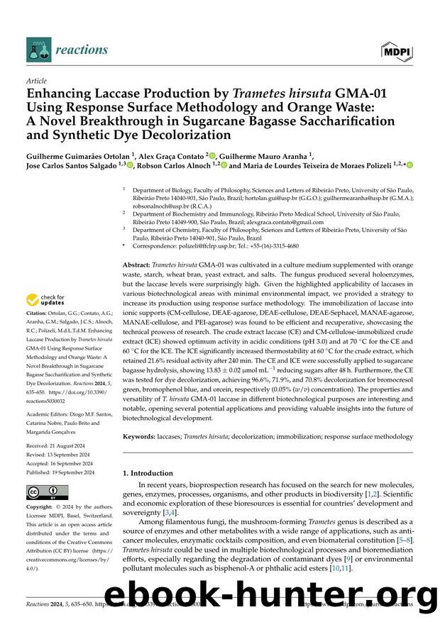 Enhancing Laccase Production by Trametes hirsuta GMA-01 Using Response Surface Methodology and Orange Waste: A Novel Breakthrough in Sugarcane Bagasse Saccharification and Synthetic Dye Decolorization by unknow
