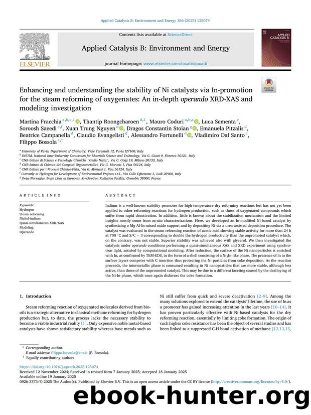 Enhancing and understanding the stability of Ni catalysts via In-promotion for the steam reforming of oxygenates: An in-depth operando XRD-XAS and modeling investigation by unknow