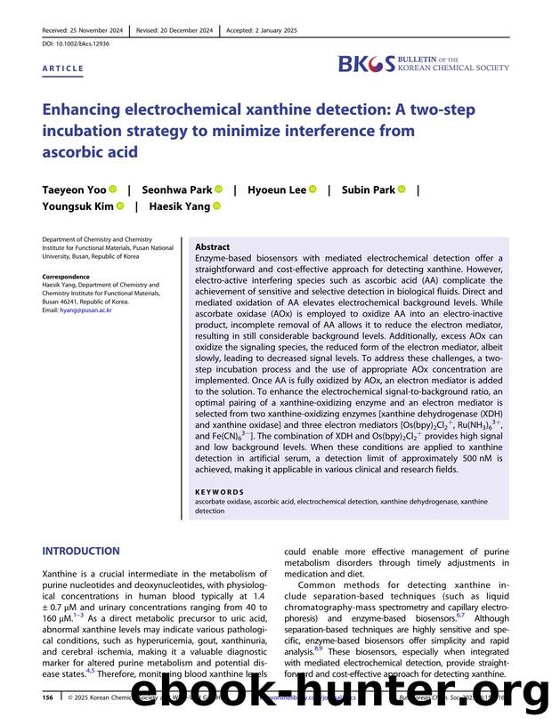 Enhancing electrochemical xanthine detection: a twoâstep incubation strategy to minimize interference from ascorbic acid by Unknown