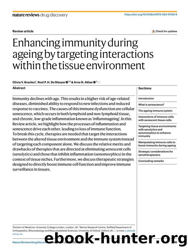 Enhancing immunity during ageing by targeting interactions within the tissue environment by Olivia V. Bracken & Roel P. H. De Maeyer & Arne N. Akbar