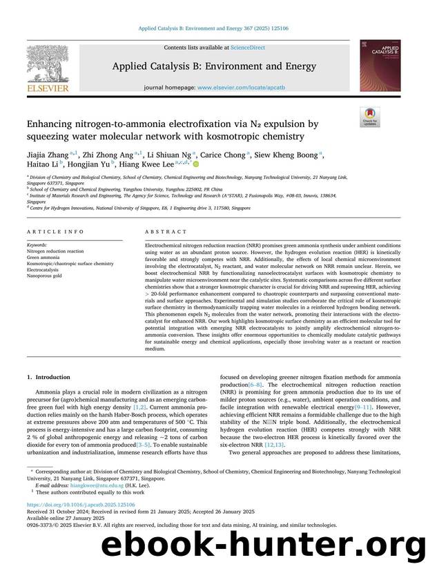 Enhancing nitrogen-to-ammonia electrofixation via Nâ expulsion by squeezing water molecular network with kosmotropic chemistry by unknow