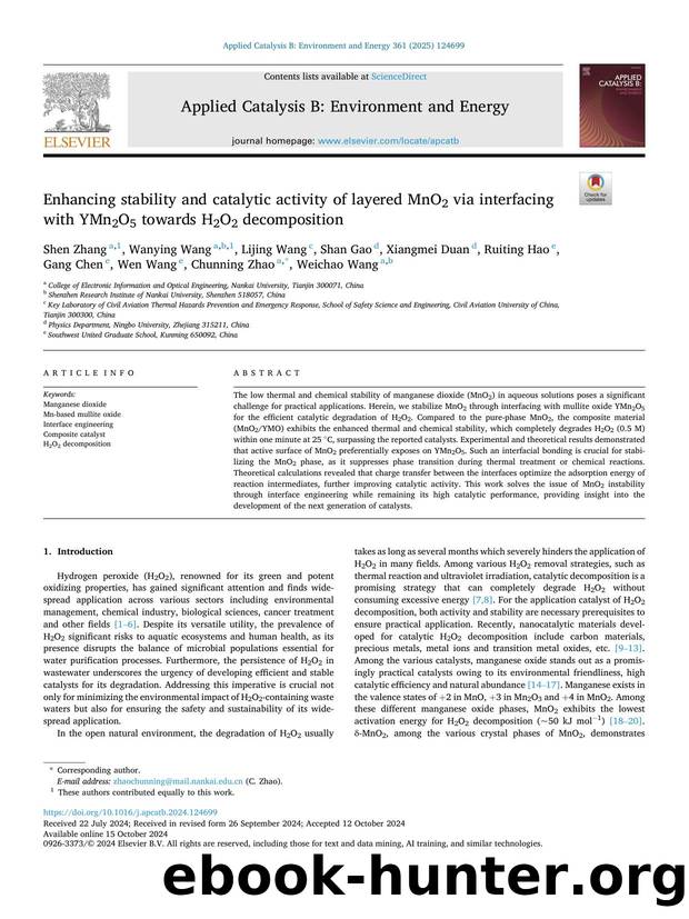 Enhancing stability and catalytic activity of layered MnO2 via interfacing with YMn2O5 towards H2O2 decomposition by unknow