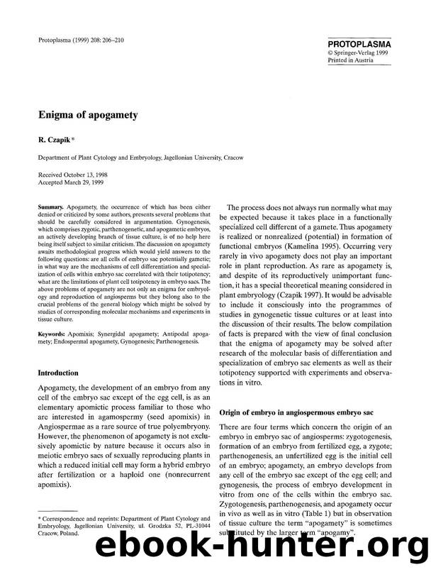 Enigma of apogamety by Unknown