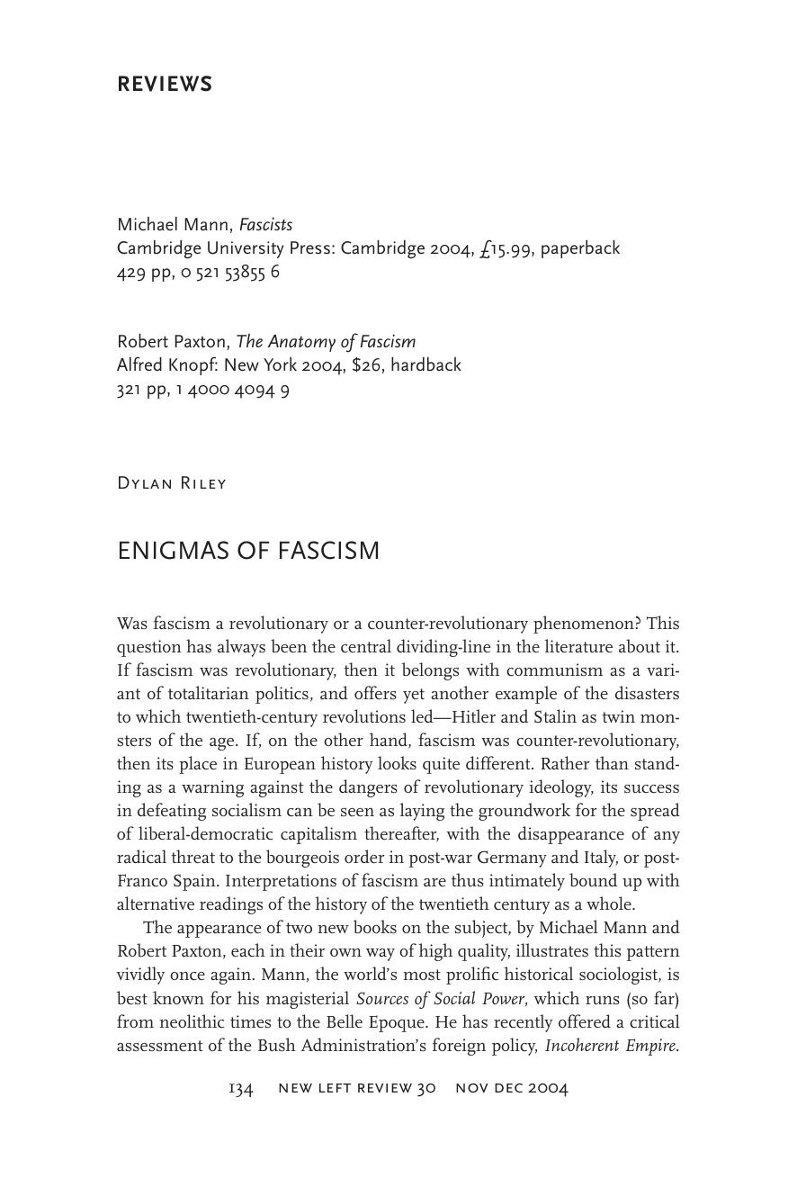 Enigmas of Fascism by Dylan Riley