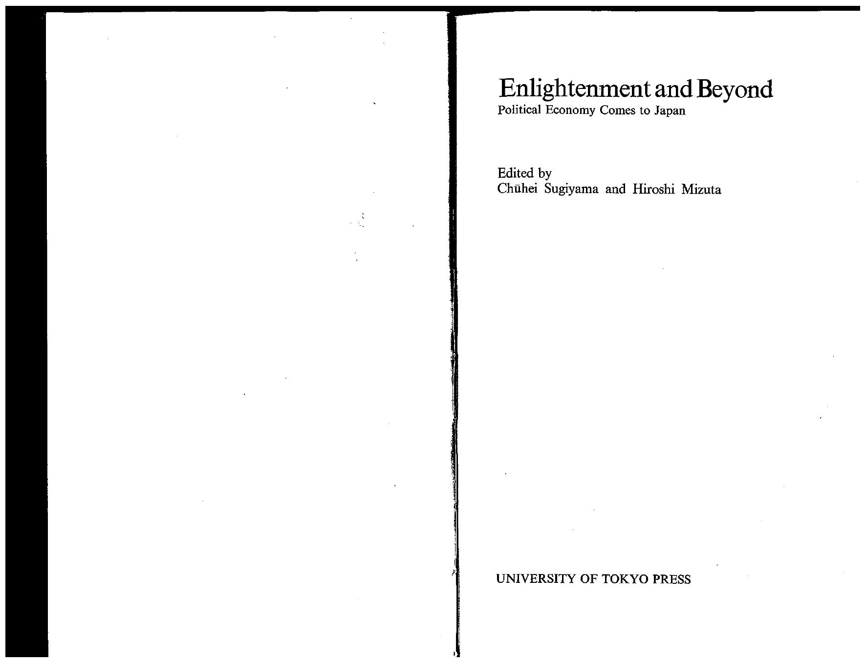 Enlightenment and beyond : political economy comes to Japan by Sugiyama Chūhei; Mizuta Hiroshi