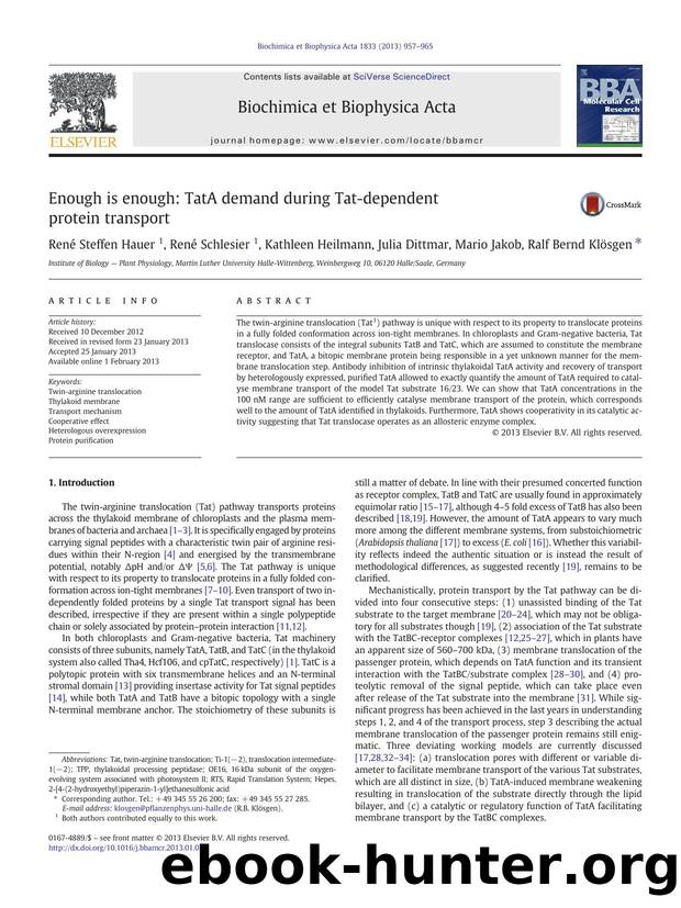 Enough is enough: TatA demand during Tat-dependent protein transport by unknow