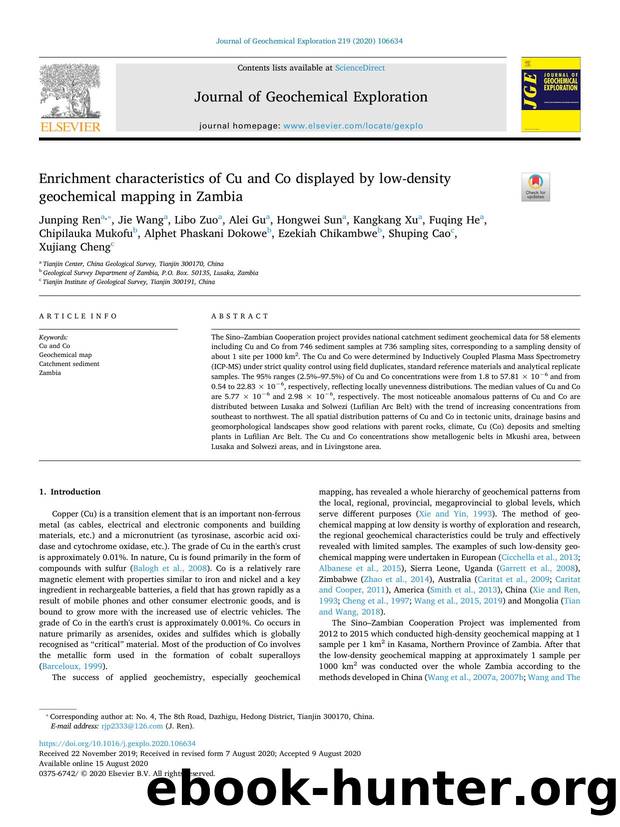 Enrichment characteristics of Cu and Co displayed by low-density geochemical mapping in Zambia by unknow