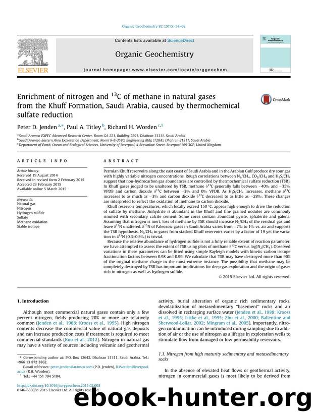 Enrichment of nitrogen and 13C of methane in natural gases from the Khuff Formation, Saudi Arabia, caused by thermochemical sulfate reduction by Peter D. Jenden & Paul A. Titley & Richard H. Worden