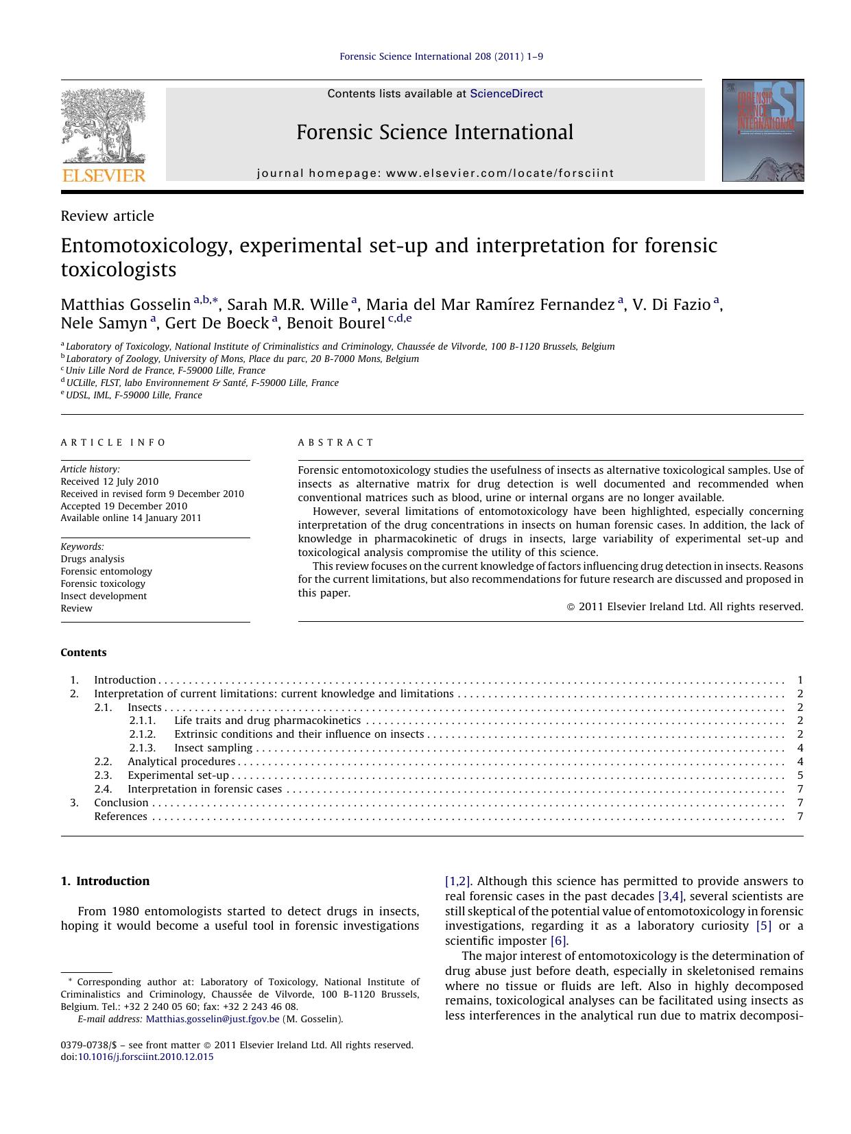 Entomotoxicology, experimental set-up and interpretation for forensic toxicologists by Matthias Gosselin
