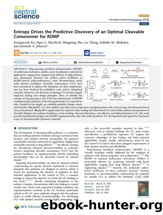 Entropy Drives the Predictive Discovery of an Optimal Cleavable Comonomer for ROMP by unknow