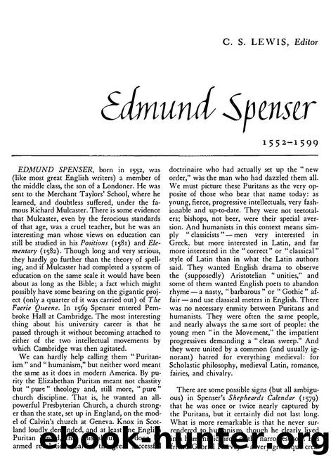 Entry on Edmund Spenser in 'Major British Writers', Vol. 1 (1954) by C. S. Lewis