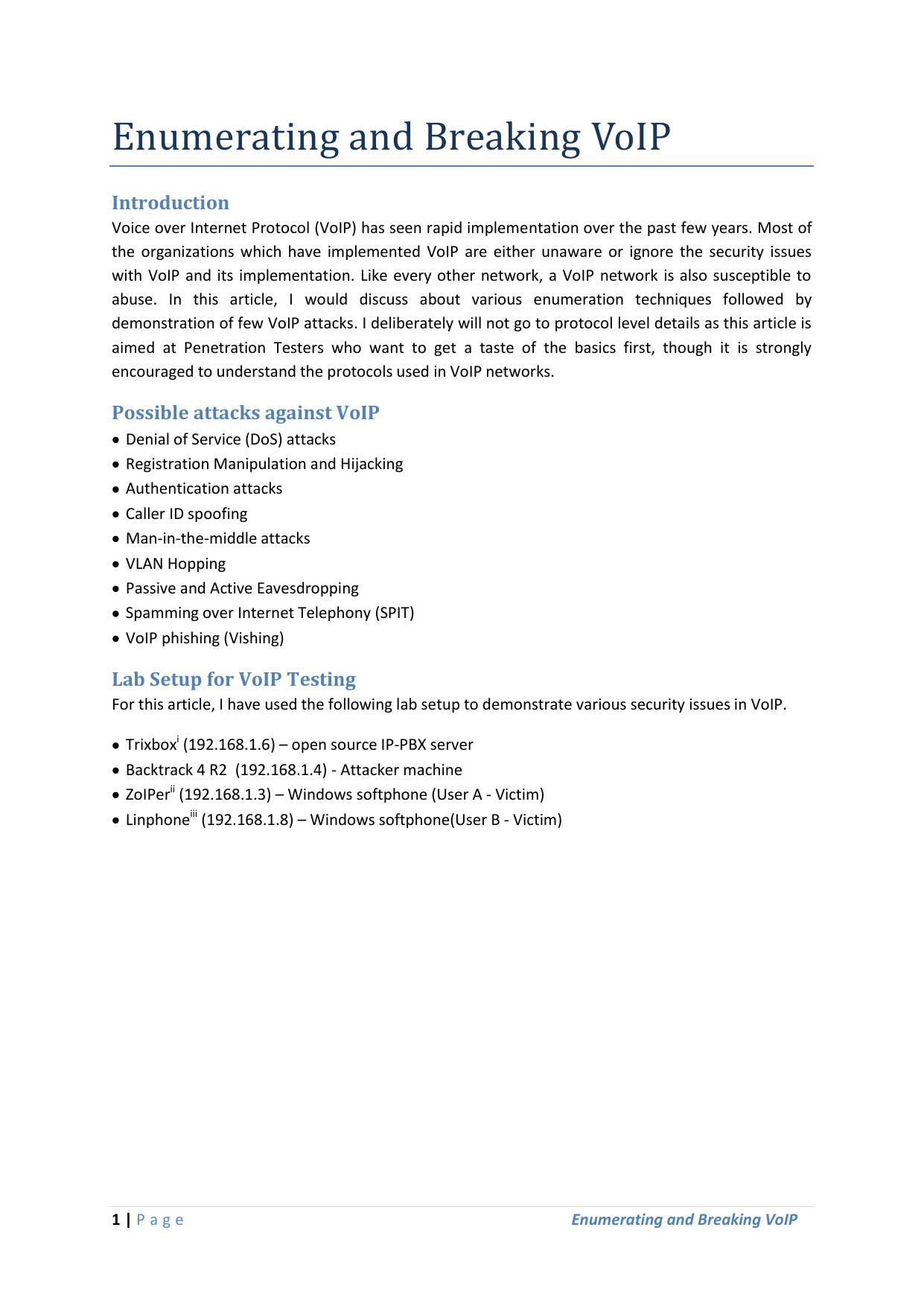 Enumerating and Breaking VoIP by sohilg434