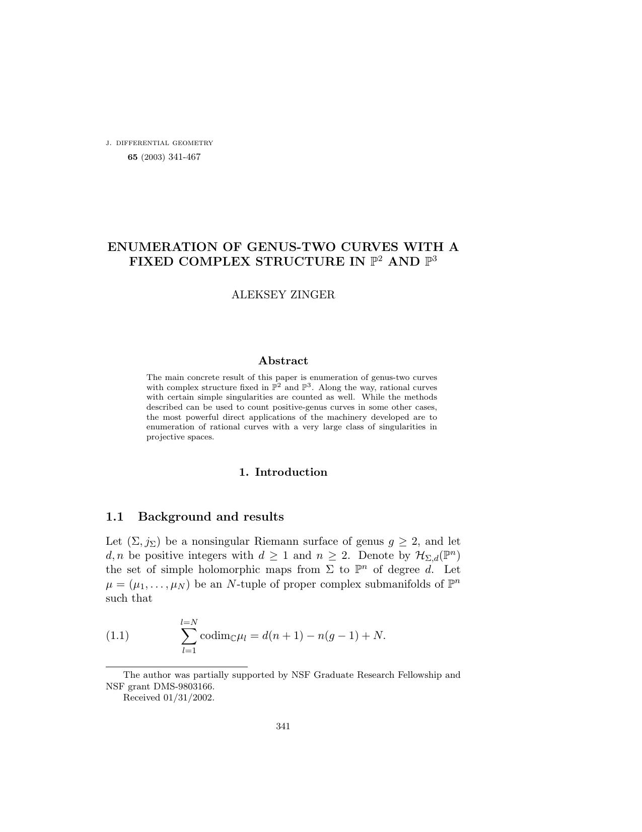 Enumeration of genus-two curves with a fixed complex structure in $\mathbb{P}^2$ and~$\mathbb{P}^3$ by Aleksey Zinger