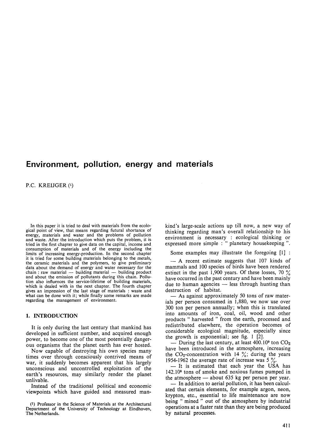 Environment, pollution, energy and materials by Unknown