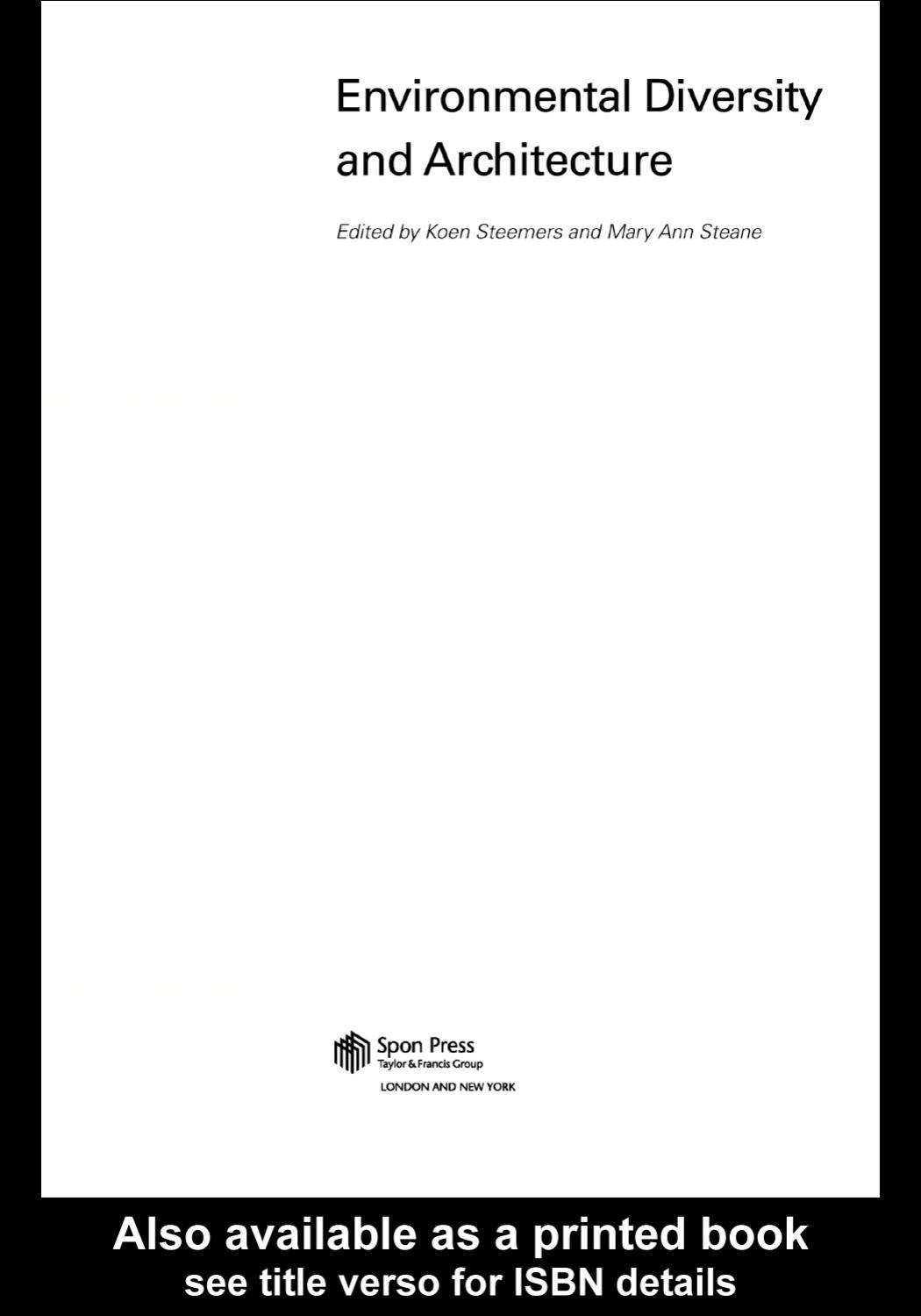 Environmental Diversity in Architecture by Koen Steemers