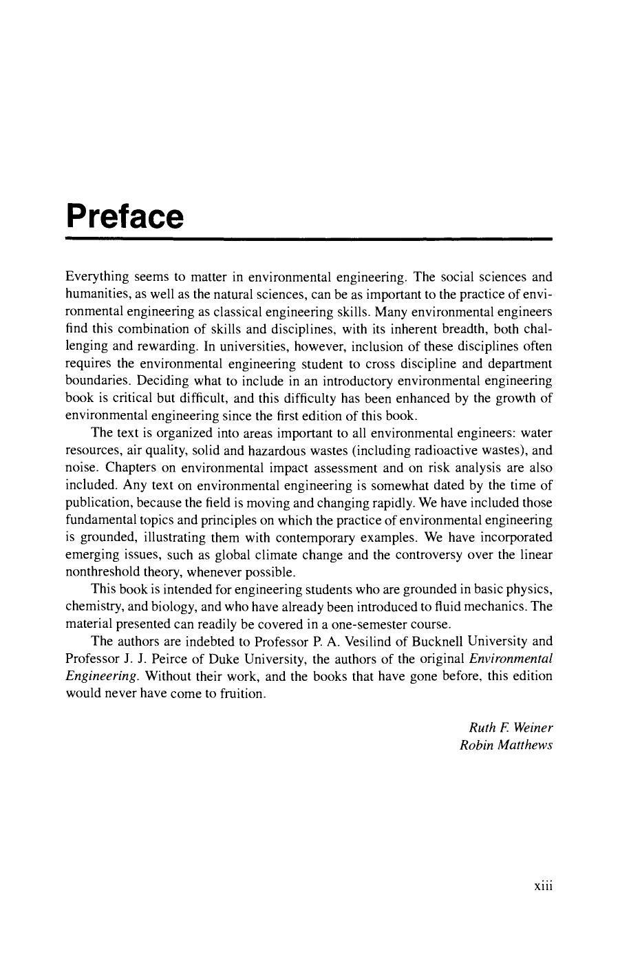 Environmental Engineering by Ruth F. Weiner and Robin A. Matthews (Auth.)