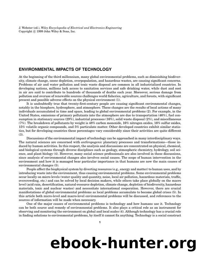 Environmental Impacts of Technology". In: Wiley Encyclopedia of Electrical and Electronics Engineering by Unknown