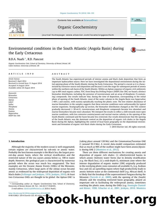 Environmental conditions in the South Atlantic (Angola Basin) during the Early Cretaceous by B.D.A. Naafs & R.D. Pancost