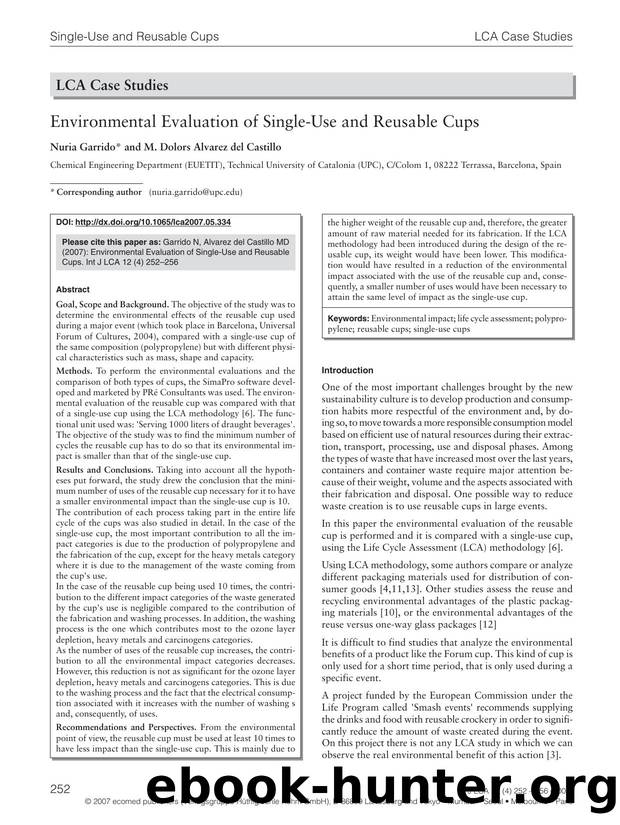 Environmental evaluation of single-use and reusable cups by Unknown