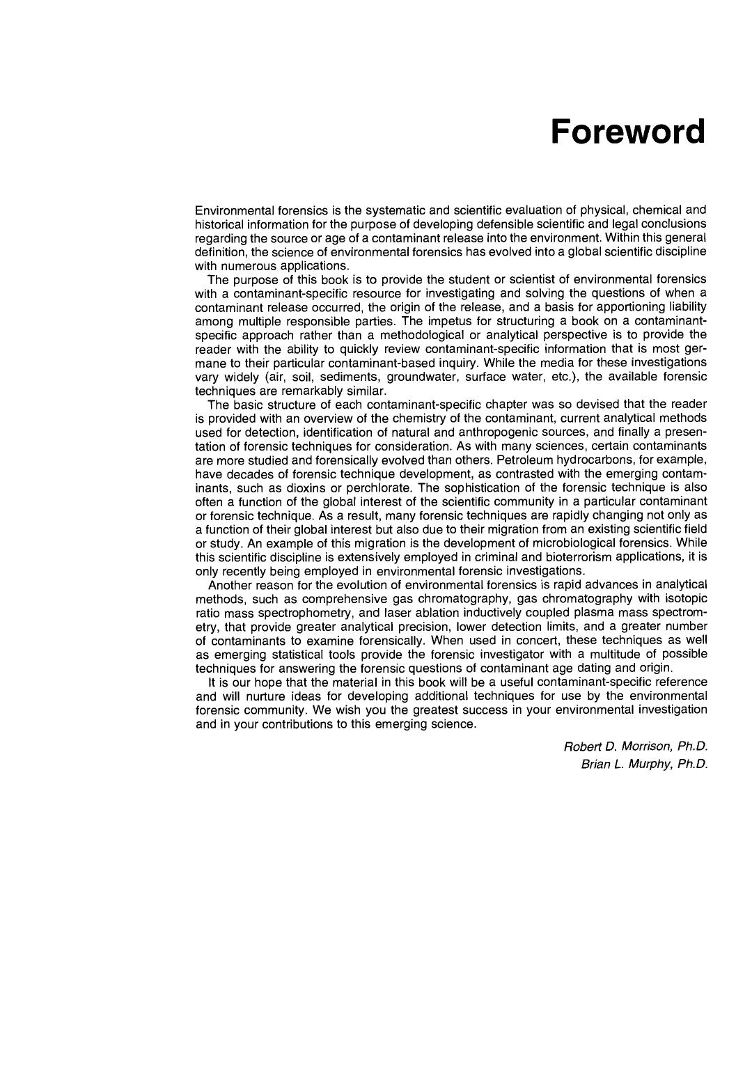 Environmental forensics: contaminant specific guide by Robert D Morrison; Brian Murphy