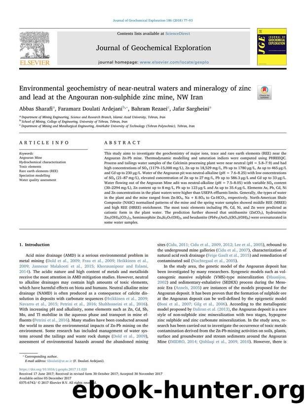 Environmental geochemistry of near-neutral waters and mineralogy of zinc and lead at the Angouran non-sulphide zinc mine, NW Iran by Abbas Sharafi & Faramarz Doulati Ardejani & Bahram Rezaei & Jafar Sargheini