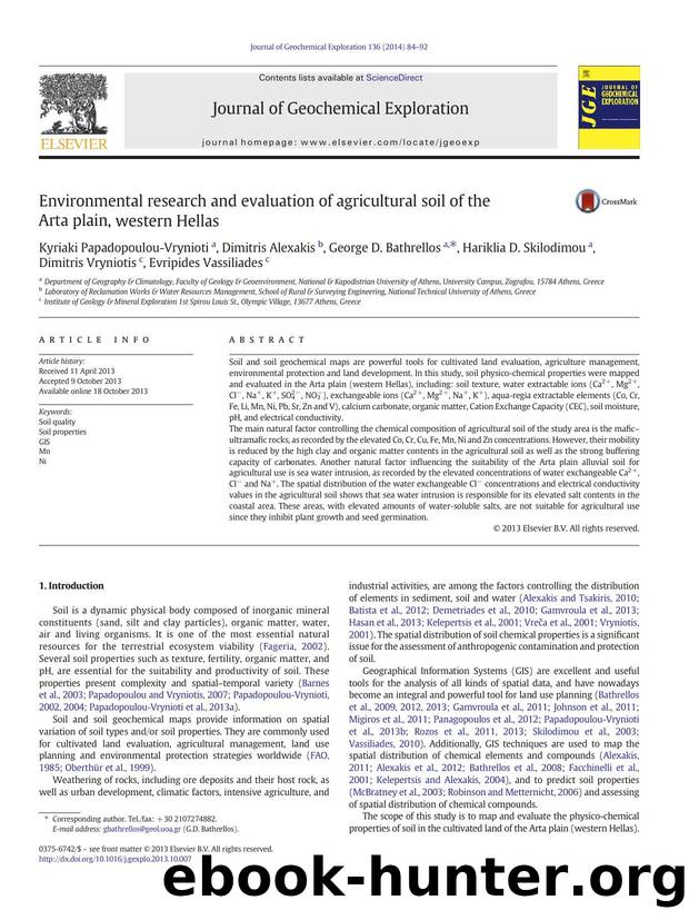Environmental research and evaluation of agricultural soil of the Arta plain, western Hellas by unknow