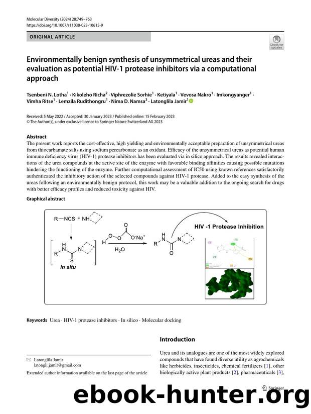 Environmentally benign synthesis of unsymmetrical ureas and their evaluation as potential HIV-1 protease inhibitors via a computational approach by unknow