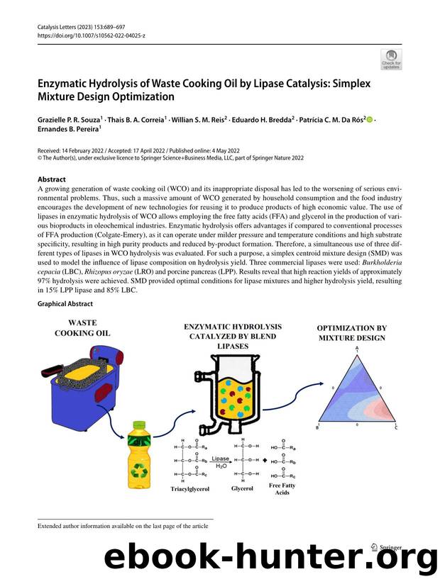 Enzymatic Hydrolysis of Waste Cooking Oil by Lipase Catalysis: Simplex Mixture Design Optimization by unknow