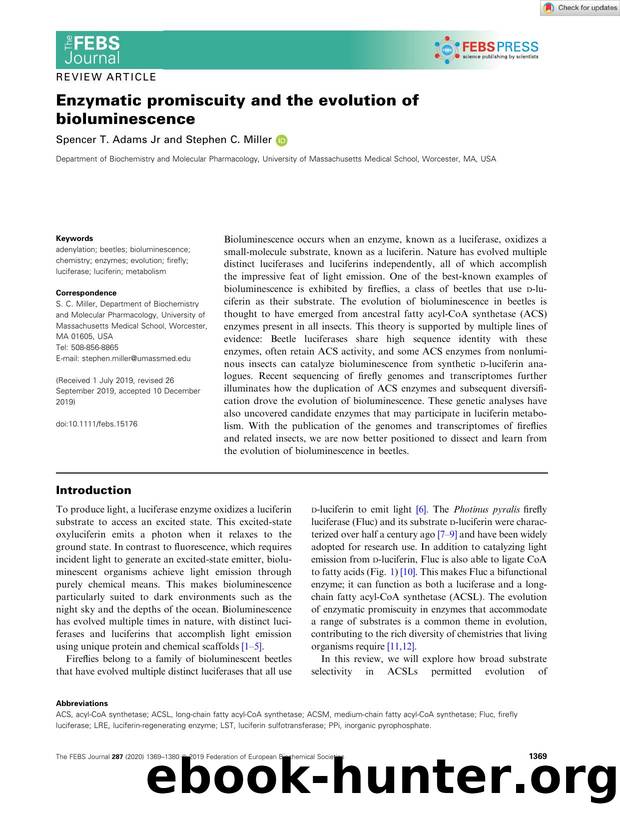 Enzymatic promiscuity and the evolution of bioluminescence by Unknown