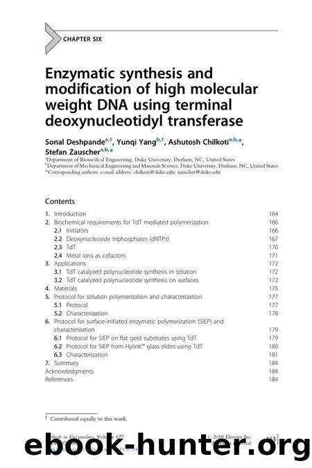 Enzymatic synthesis and modification of high molecular weight DNA using terminal deoxynucleotidyl transferase by Sonal Deshpande & Yunqi Yang & Ashutosh Chilkoti & Stefan Zauscher