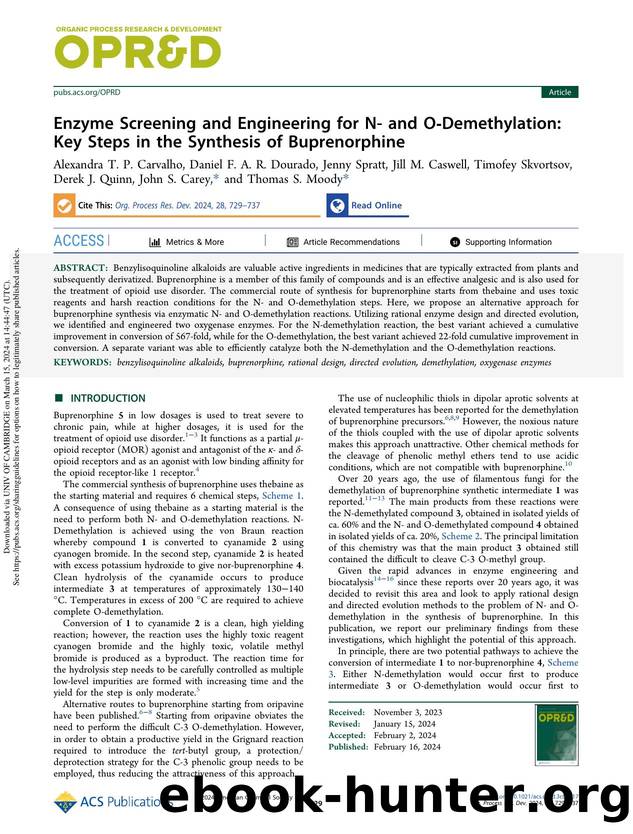 Enzyme Screening and Engineering for N- and O-Demethylation: Key Steps in the Synthesis of Buprenorphine by unknow
