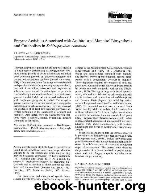 Enzyme activities associated with arabitol and mannitol biosynthesis and catabolism in <Emphasis Type="Italic">Schizophyllum commune<Emphasis> by Unknown