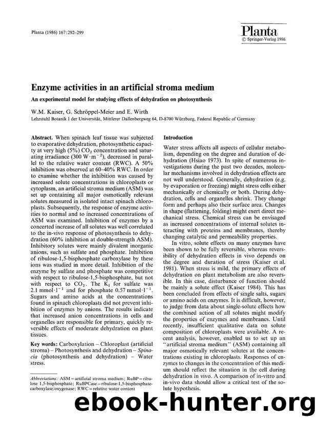 Enzyme activities in an artificial stroma medium by Unknown