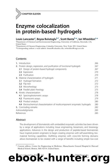 Enzyme colocalization in protein-based hydrogels by Louis Lancaster & Beyza Bulutoglu & Scott Banta & Ian Wheeldon