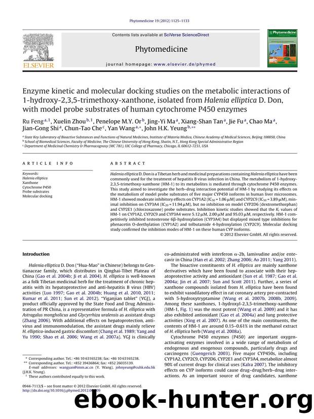 Enzyme kinetic and molecular docking studies on the metabolic interactions of 1-hydroxy-2,3,5-trimethoxy-xanthone, isolated from Halenia elliptica D. Don, with model probe substrat by Ru Feng