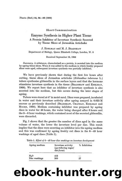 Enzyme synthesis in higher plant tissue by Unknown