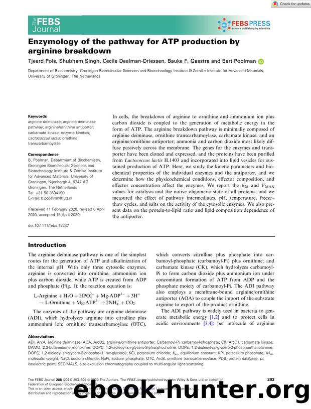 Enzymology of the pathway for ATP production by arginine breakdown by Unknown