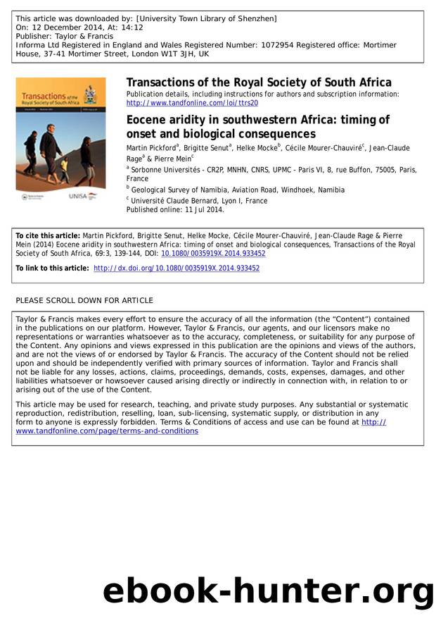 Eocene aridity in southwestern Africa: timing of onset and biological consequences by Martin Pickford