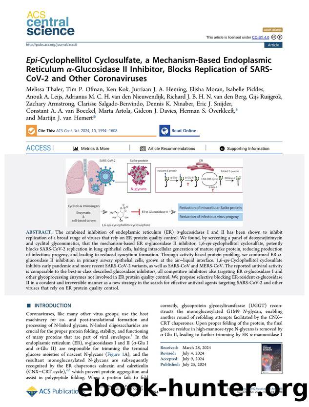 Epi-Cyclophellitol Cyclosulfate, a Mechanism-Based Endoplasmic Reticulum Î±âGlucosidase II Inhibitor, Blocks Replication of SARS-CoVâ2 and Other Coronaviruses by unknow