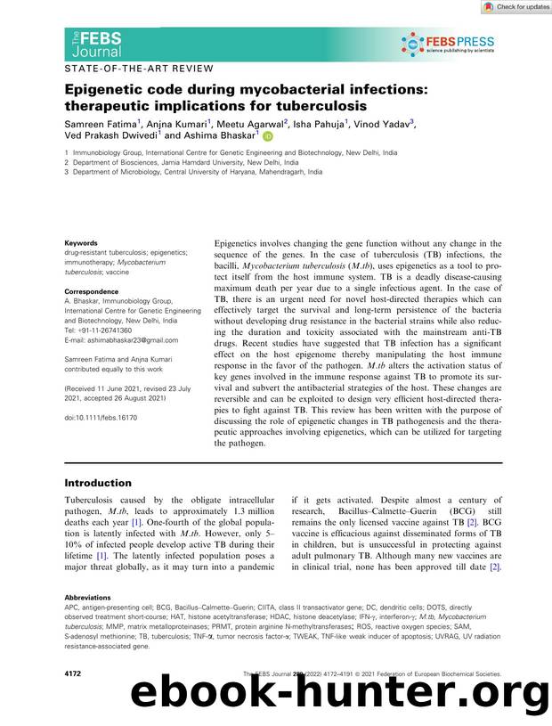 Epigenetic code during mycobacterial infections: therapeutic implications for tuberculosis by Unknown