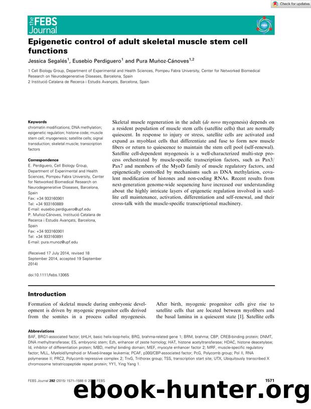 Epigenetic control of adult skeletal muscle stem cell functions by Unknown
