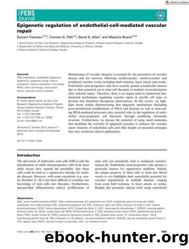 Epigenetic regulation of endothelialâcellâmediated vascular repair by Unknown