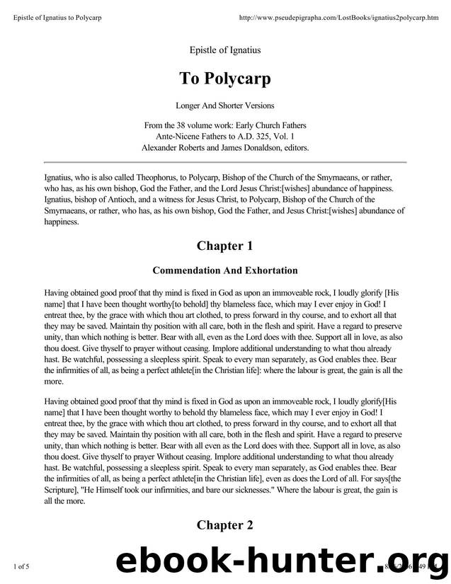 Epistle of Ignatius to Polycarp by Unknown