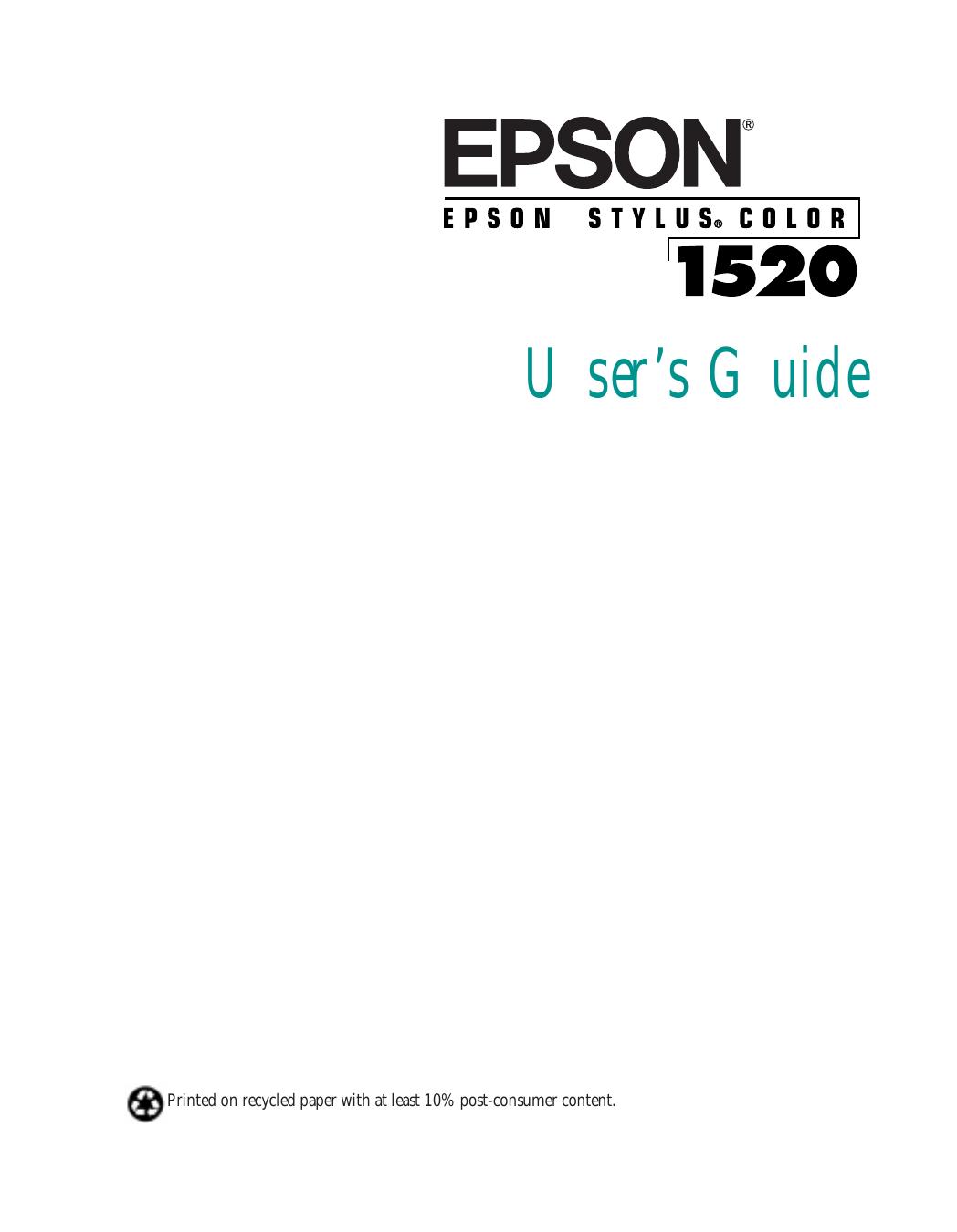 Epson Stylus 1520 User's Guide by Unknown
