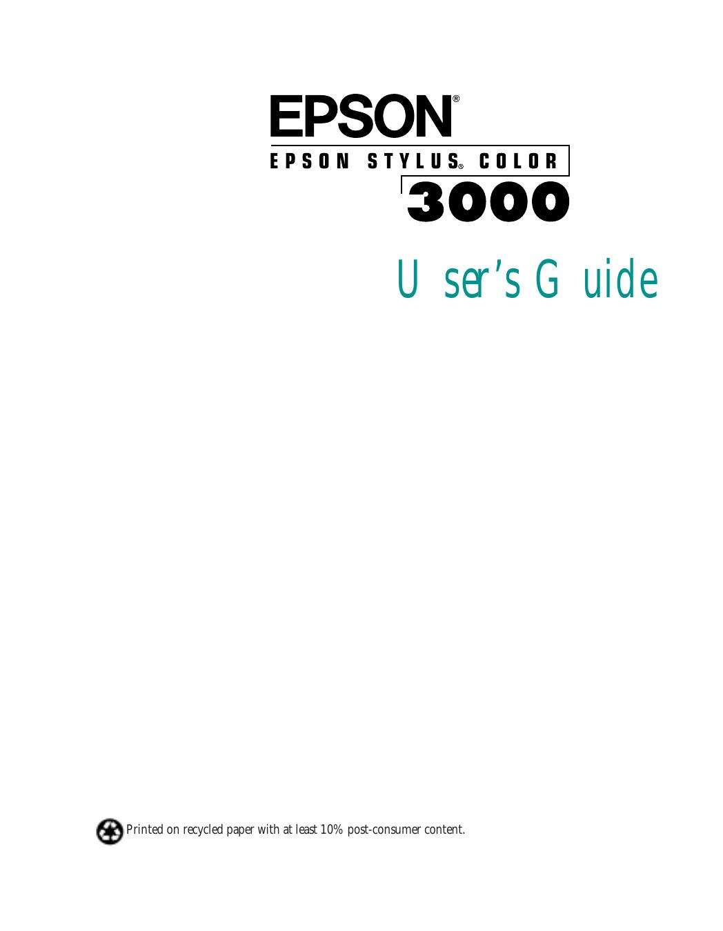 Epson Stylus 3000 User's Guide by Unknown