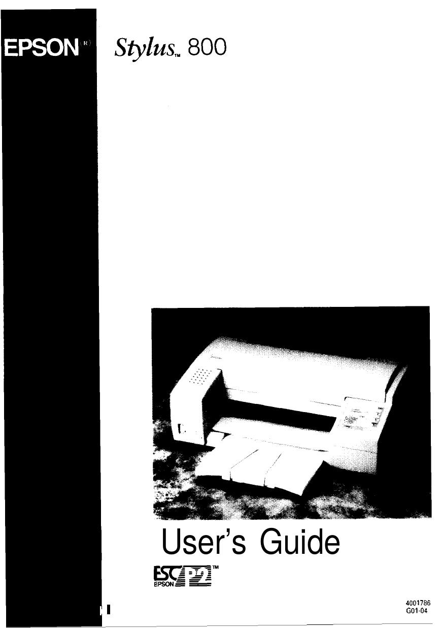 Epson Stylus 800 User's Guide by Unknown