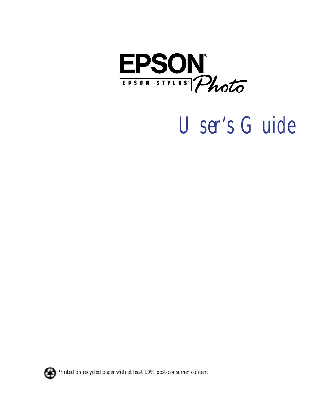 Epson Stylus Photo User's Guide by Unknown