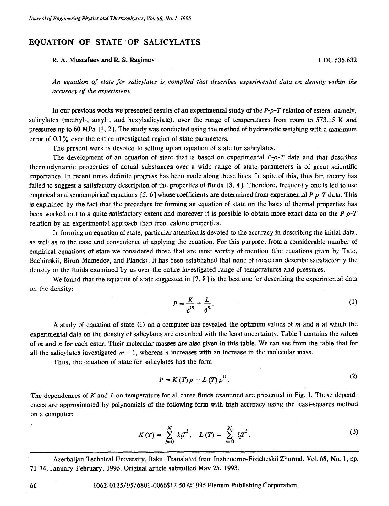 Equation of state of salicylates by Unknown