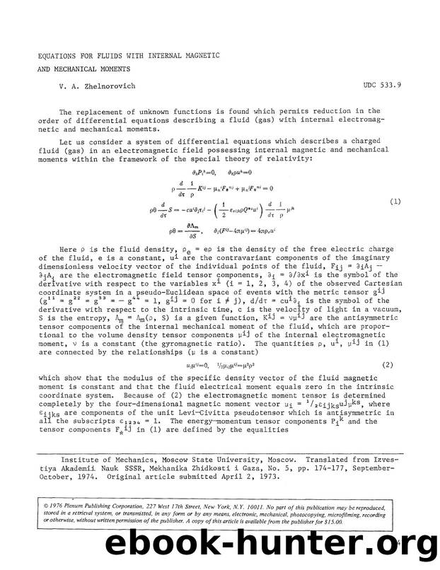 Equations for fluids with internal magnetic and mechanical moments by Unknown