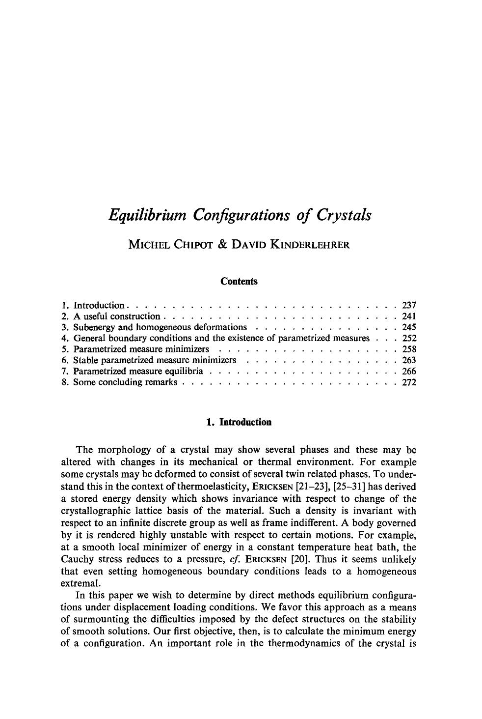 Equilibrium configurations of crystals by Unknown